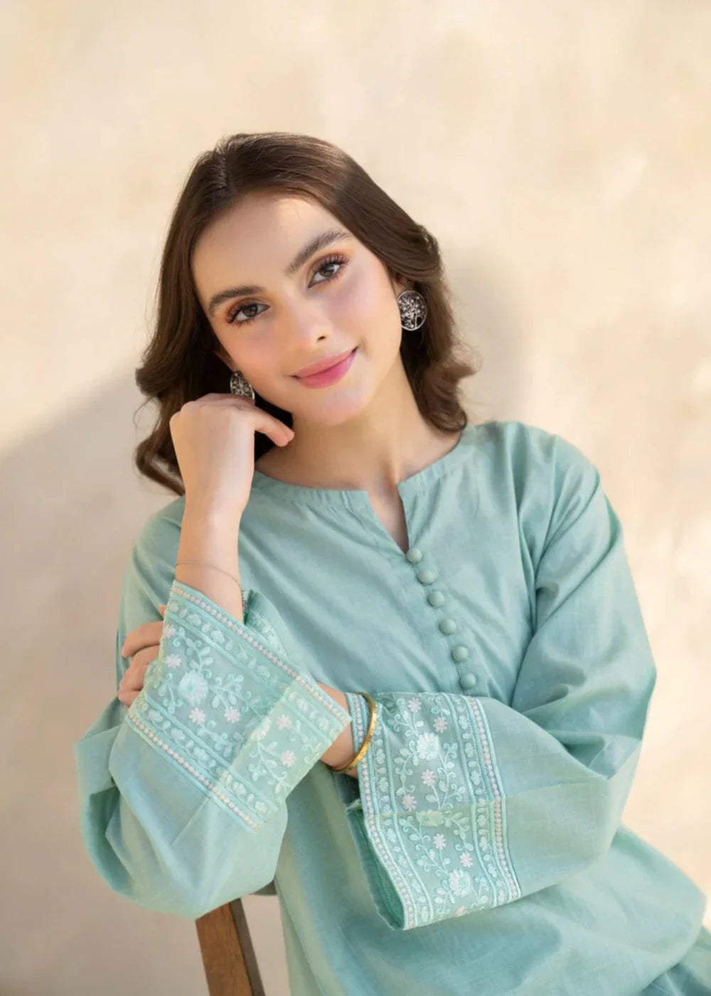 BLUE DIAMOND LAWN EMBROIDERY 2 PIECE SUIT -