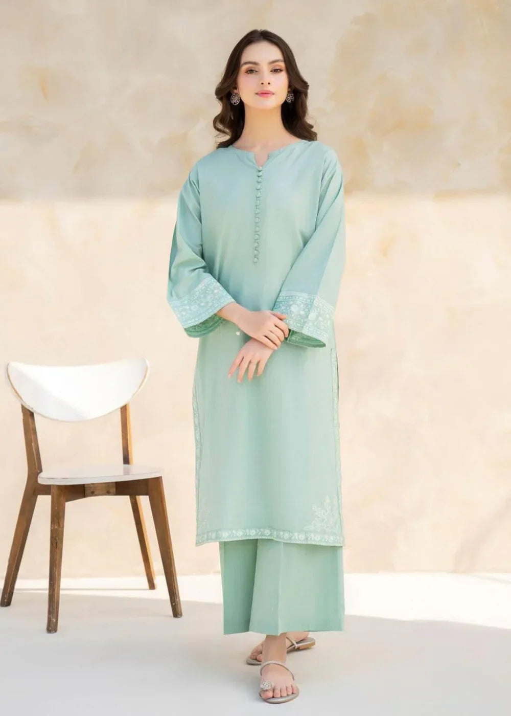BLUE DIAMOND LAWN EMBROIDERY 2 PIECE SUIT -