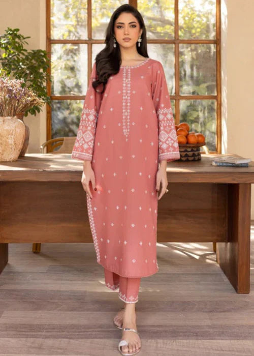 PINK ROSE LAWN EMBROIDERY 2 PIECE SUIT
