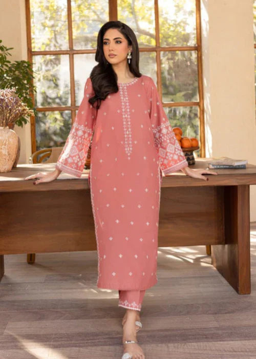 PINK ROSE LAWN EMBROIDERY 2 PIECE SUIT