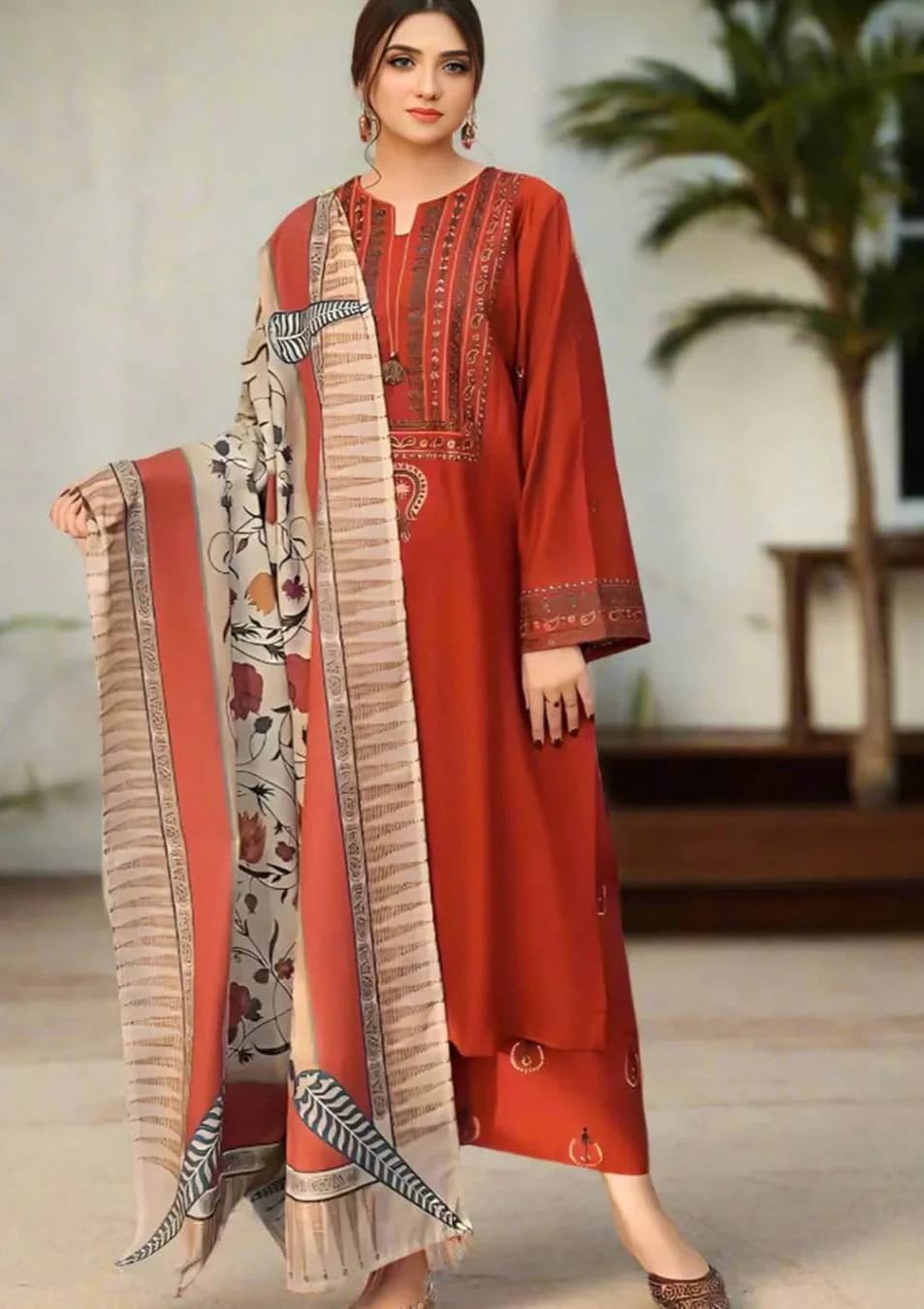AYAT- 3PC EMBROIDERED WITH DIGITAL DUPPATA