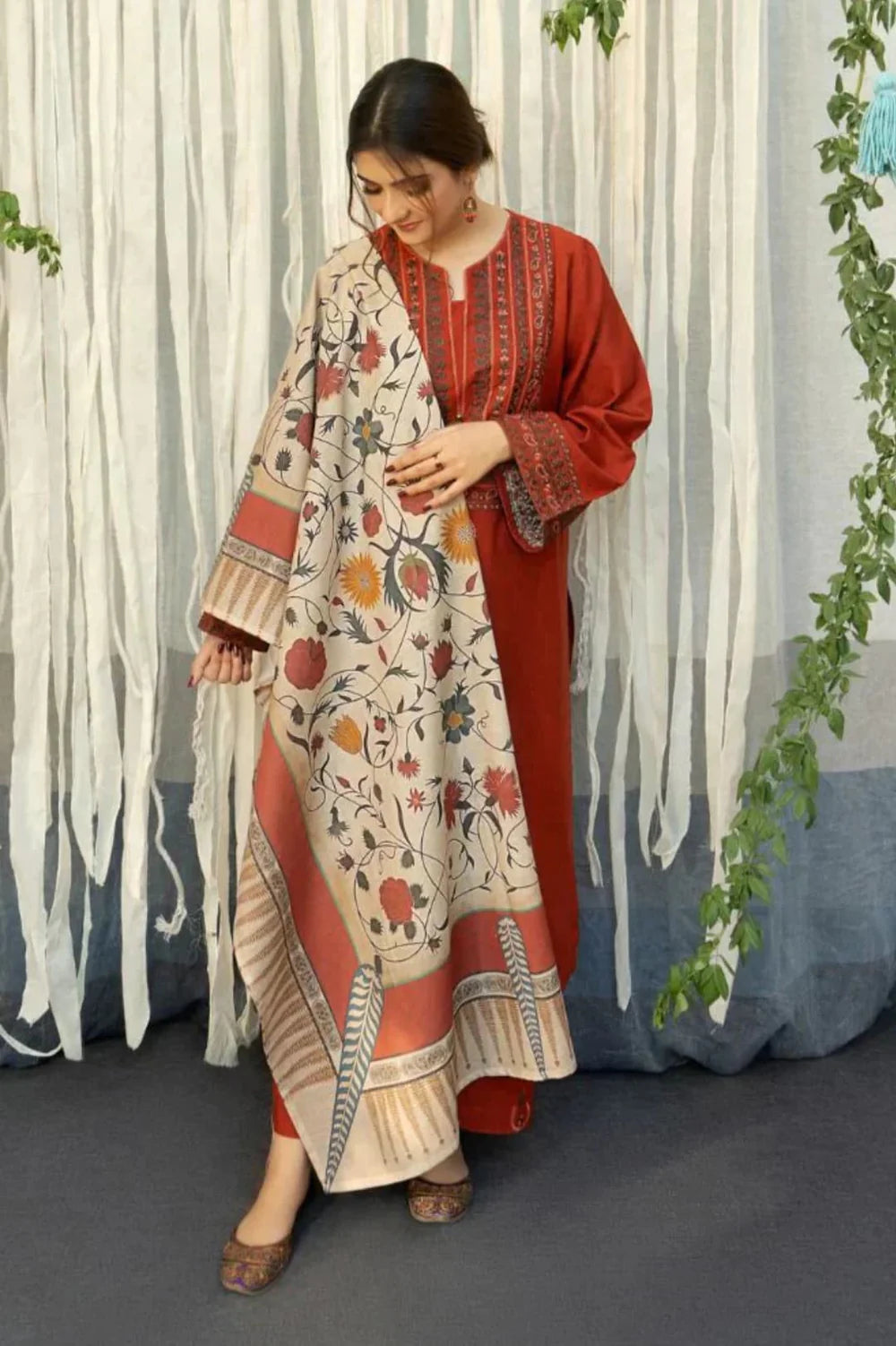 AYAT- 3PC EMBROIDERED WITH DIGITAL DUPPATA